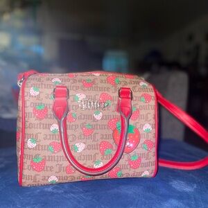 Juicy Couture Red and Brown strawberry satchel Bag with Durable Design